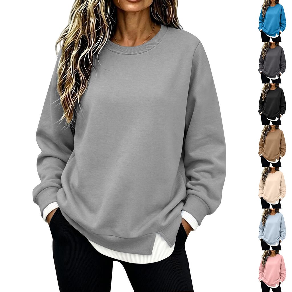 Women's Casual Two-Piece Long Sleeve Round Neck Pullover Top