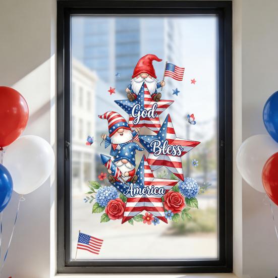 Yousheng Patriotic Window Cling American Flag Star Eagle Window Decals PVC Static Stickers for Independence Day Memorial Day 4th of July Home Office