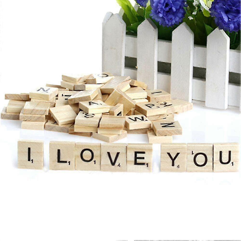 100pcs Wooden Alphabet Tiles Letter Number Bolcks Diy Crafts Kid Educational Toy Kaesi