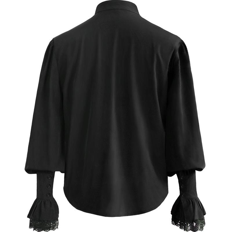 2021 European & American Men's Solid Color Steampunk Retro Stand Collar Coat