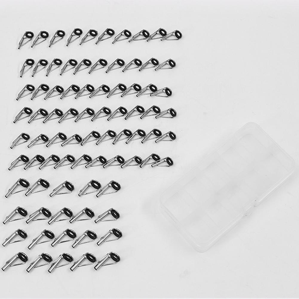 Fishing Rod Guides Ring Set Repair Kit with Storage Box DIY Fish Line Guide Rings Fishing Tackle 80PCS/Set