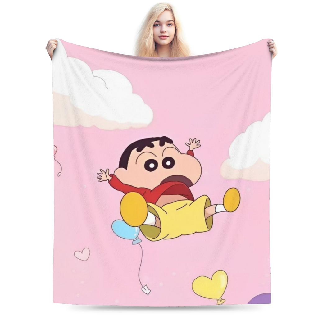 Crayon Shin chan Knitted Blanket Cartoon Flannel Throw Blankets Summer Air Conditioning Personalised Soft Warm Bedspread