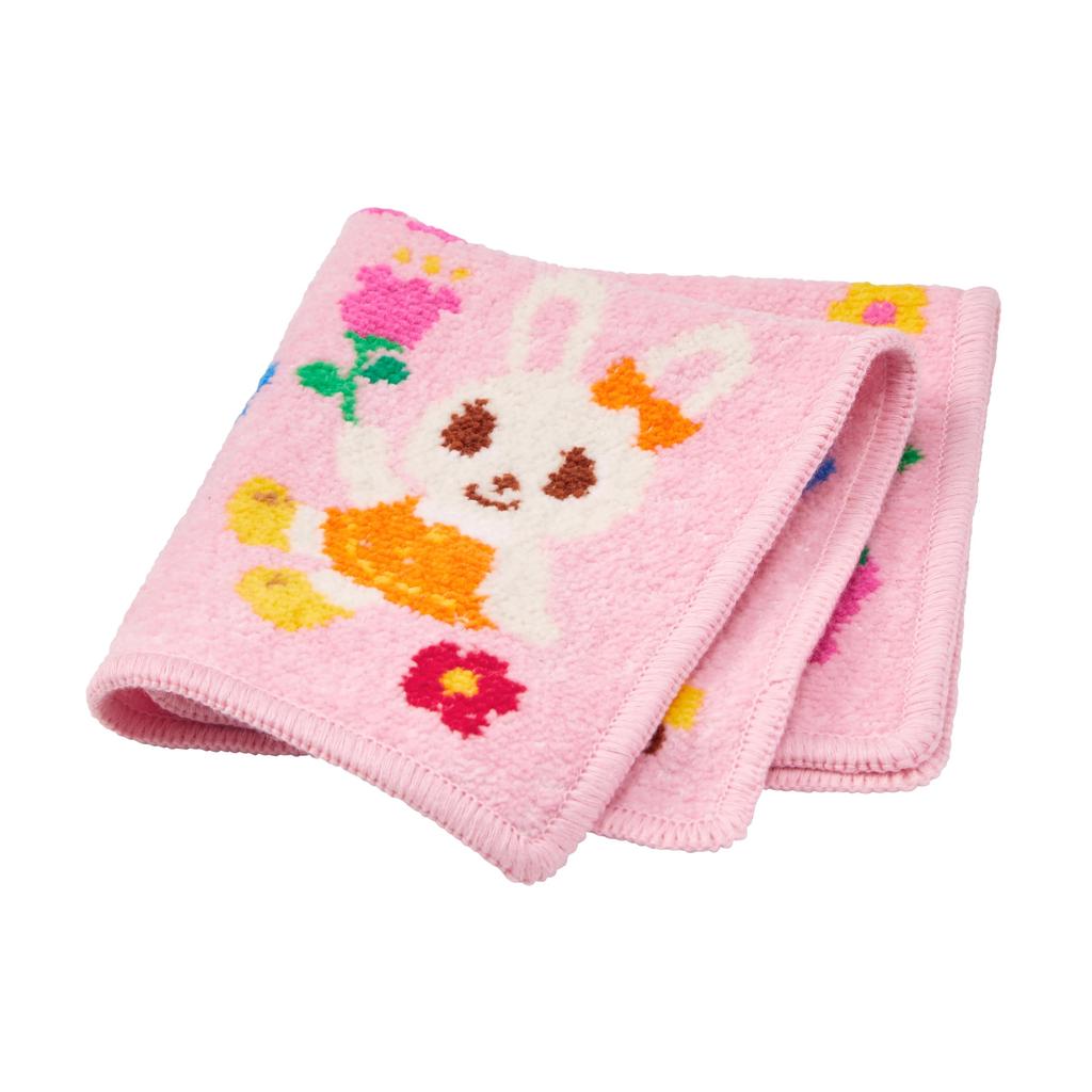 MIKIHOUSE 13-8101-143 Chenille Hand Towel 25 X Cm Bear Rabbit Pucchi Usako Pattern Pink Soft Cotton Baby Kids Boys Girls Gift