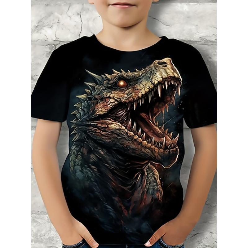 Children's Clothing Boys Tshirt Short Sleeve Child T-Shirt 3D Dinosaur Print Casual Kids Summer Clothes Girls Clothes Tops Tee