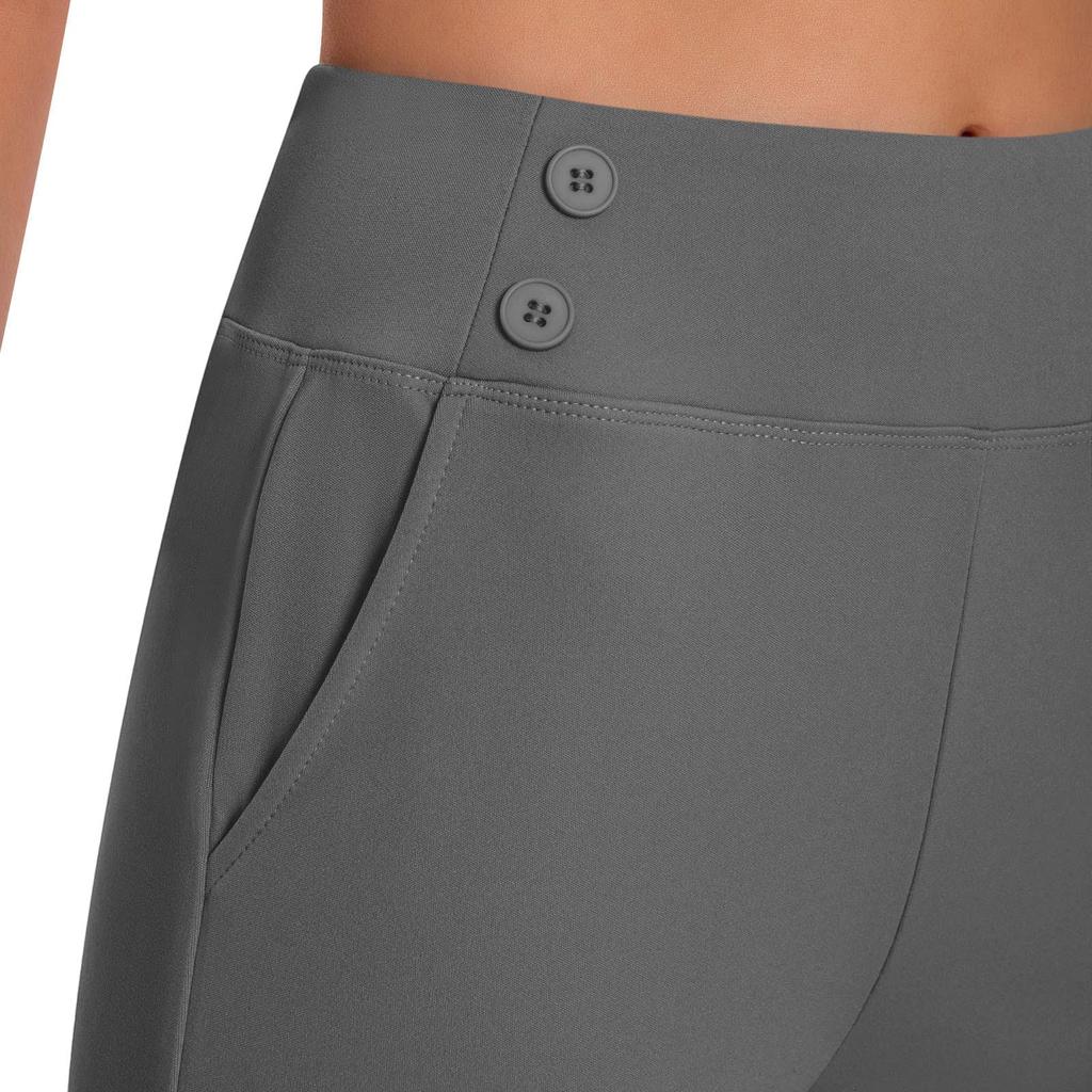 Women's Stretchy High Waisted Work Pants Trendy Casual Straight Leg Versatile Business Casual  Pants With Pockets