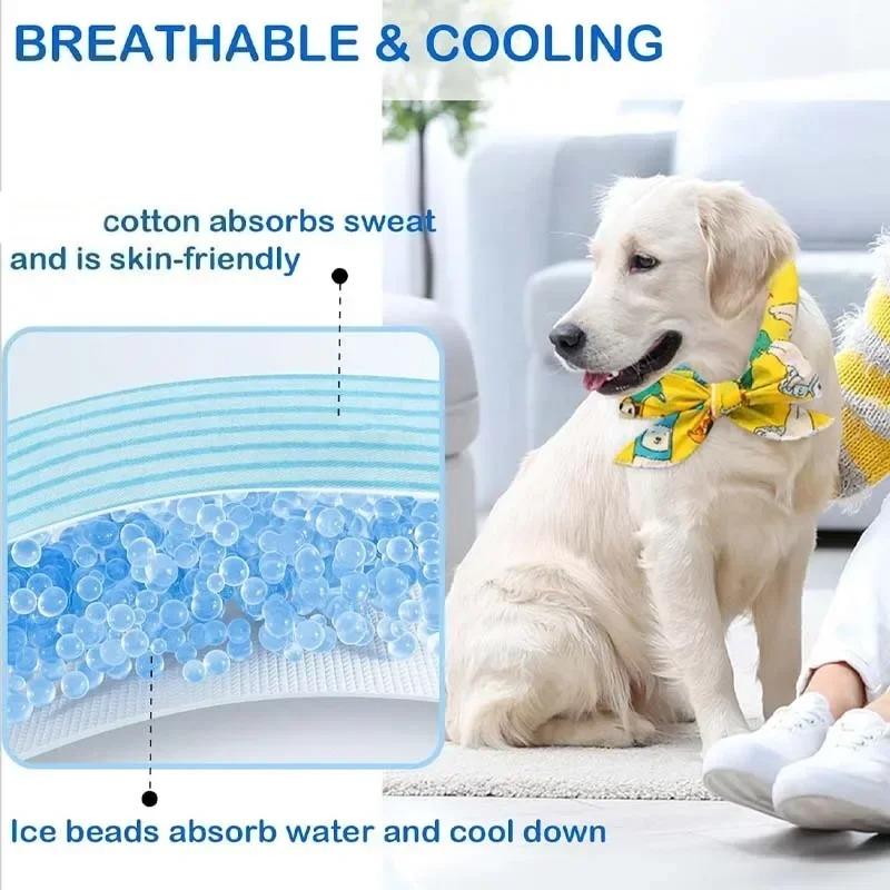 Adjustable Summer Cartoon Pet Ice Scarf Cooling for Cats and Dogs Japanese Korean Style Reusable Neck Wrap