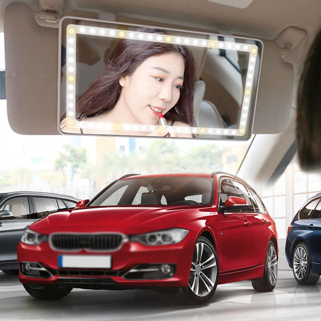 Car Vanity Mirror With LED Light Co-  Sun   Makeup Light Mirror  -Color Light 1500mAh Rechargeable Car Makeup Mirror Auto Supplies