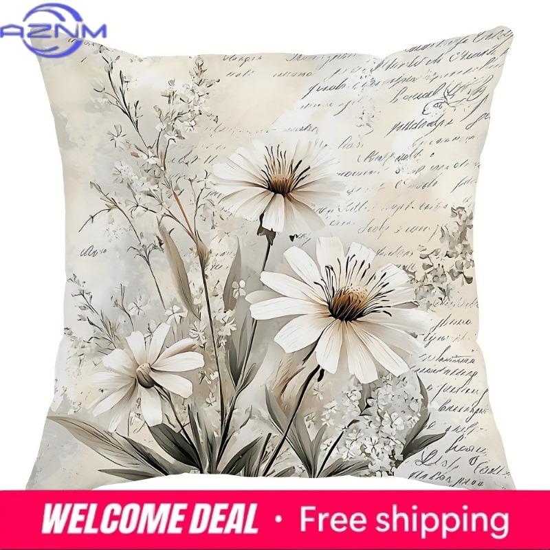 Vintage Floral Script Heritage Pillowcasesliving Room Sofa Cushion Cover, Soft And Comfortable, Bedroom Room Decoration