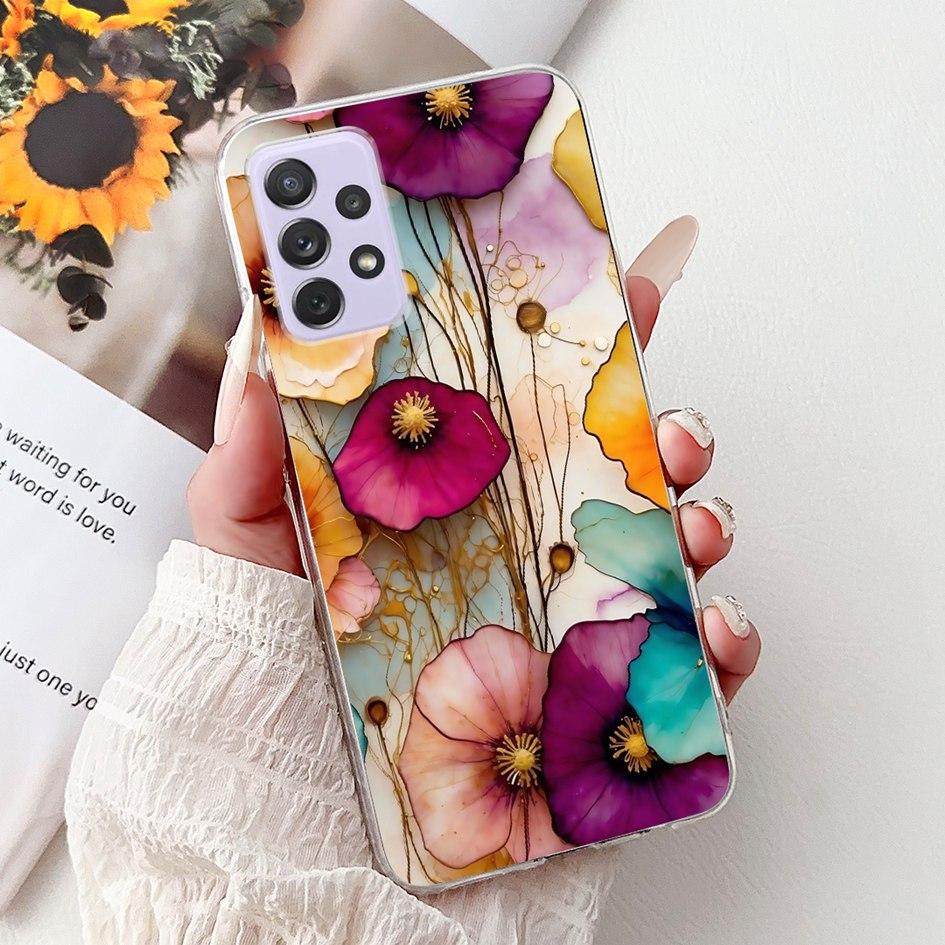 For Samsung Galaxy A52 A52s 5G Case SM-A526B SM-A528B Phone Cover Fashion Flower Soft Silicone Funda For Samsung A72 A 52 Bumper