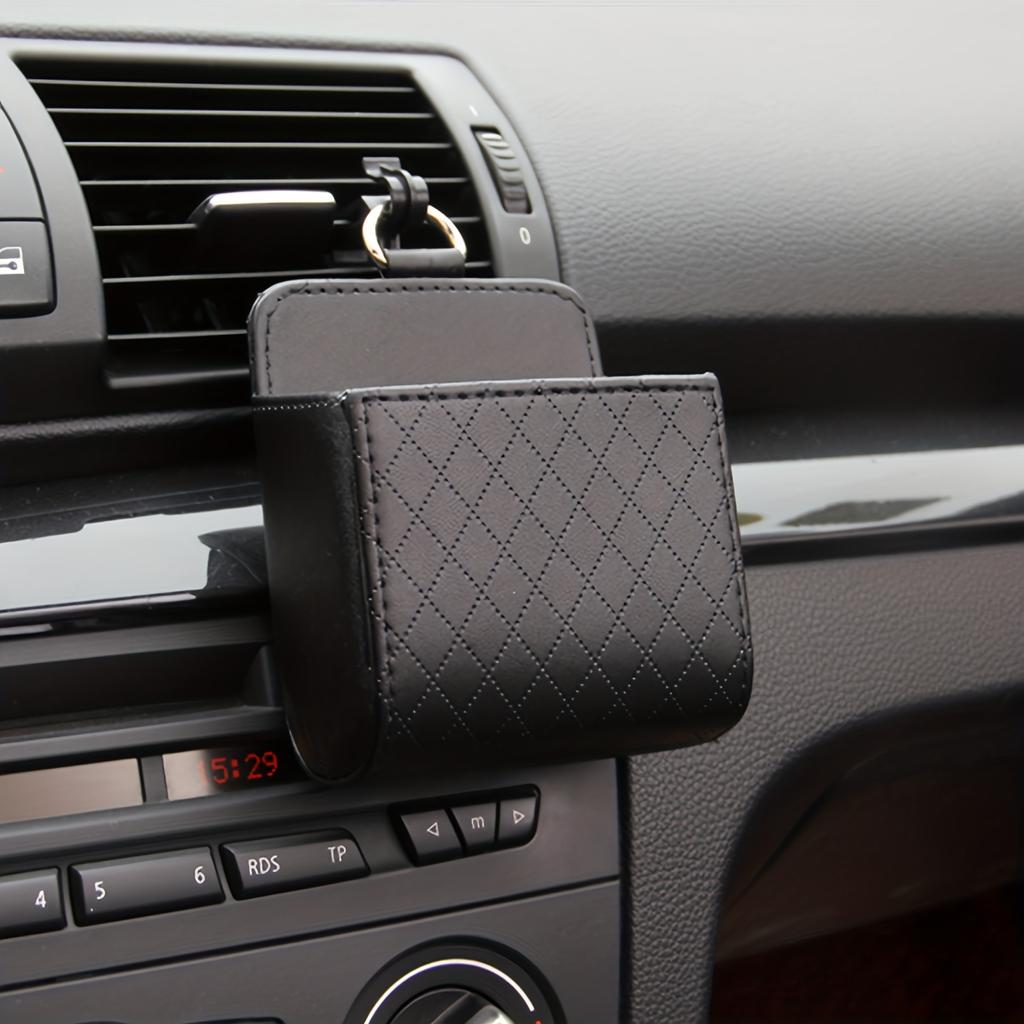1 Pack Air Vent Storage Bag, Car Accessories Car Leather Multi-functional Storage Box Air Vent Phone Holder Organizer Bag