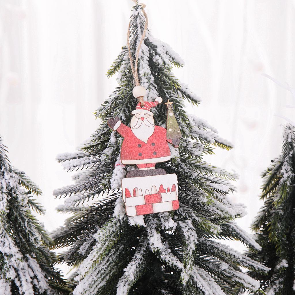 Santa & Snowman Wooden Christmas Tree Ornaments (Set of 2)