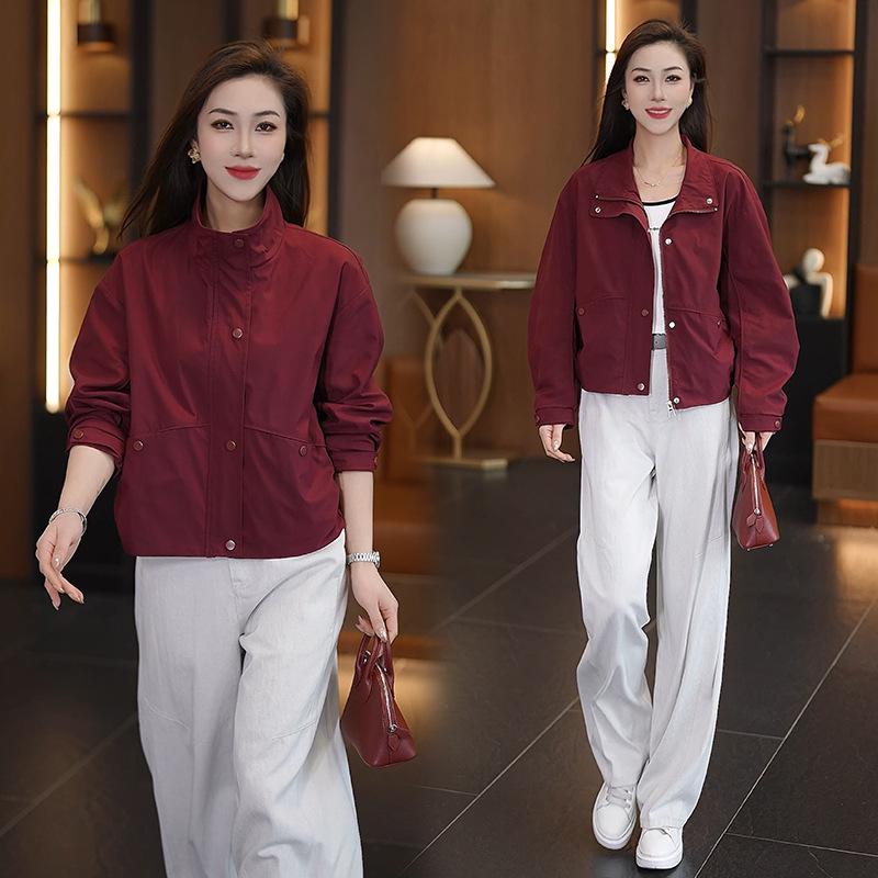 

New Arrival Spring Women s Lapel Jacket - Korean Casual Style, Loose Fit, Slimming, Versatile, Short Medium красный