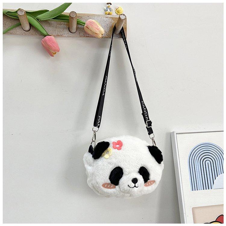 Cute Panda Head Oblique Span Bag Cute Panda National Treasure Plush Bag Children's Toys for Girlfriend Gift Grab Machine Doll