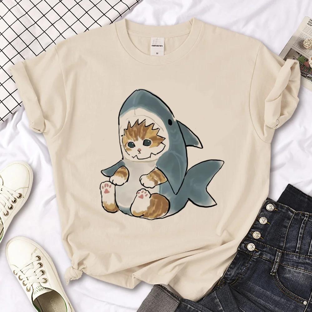 Cat Tops Women T Shirts Streetwear Summer Anime T Shirt Girl Y2k Japanese Clothes