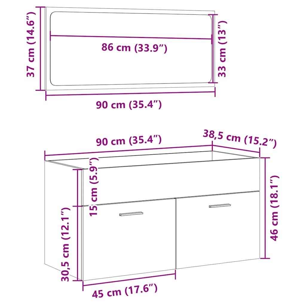2 Piece Bathroom Furniture Set In Sonoma Oak Particle Board