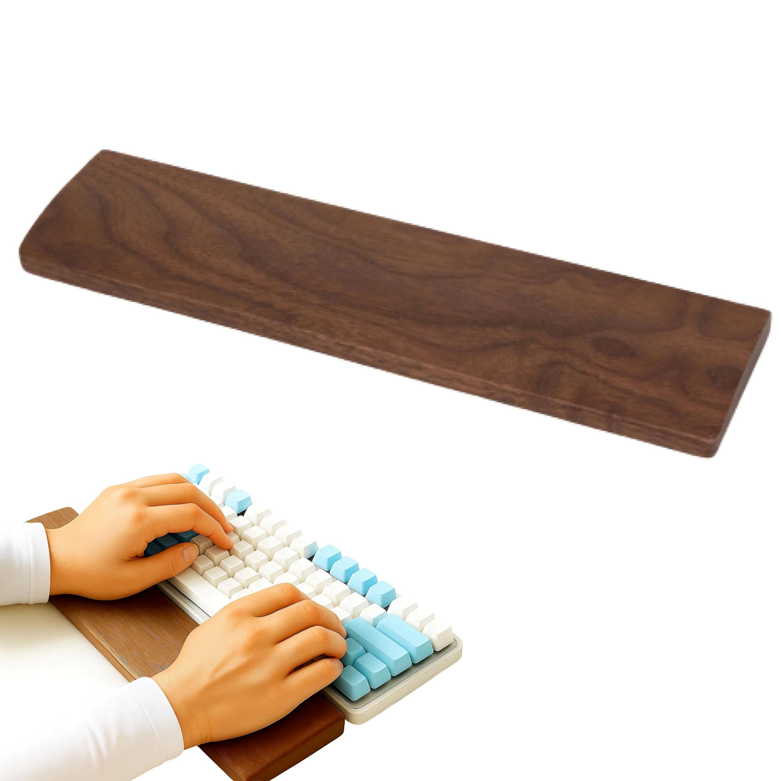 

East Leaf Solid Walnut Palm Rest, 30cm (60% Keyboard Compatible), Thin, Wood Grain, Natural Wood, Reduces Wrist Fatigue