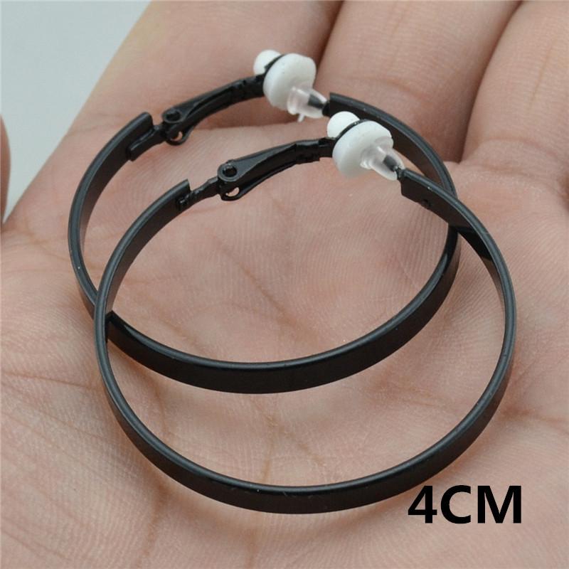 Women's Versatile Large Hoop Earrings - Trendy Personality In Black, Gold, Silver; Non-Piercing Ear Clips for Nightclubs