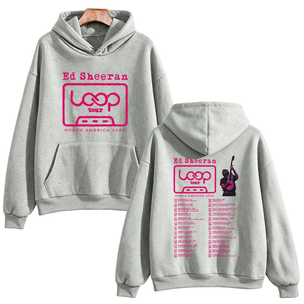 Ed Sheeran 2026 North America Tour Hoodies 2026 Loop Concert New Date Graphic Print Sweatshirt Unisex Long Sleeve Loose Pullover