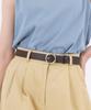 THE-ABON W23 Silver Round Buckle Faux Leather Belt Brown