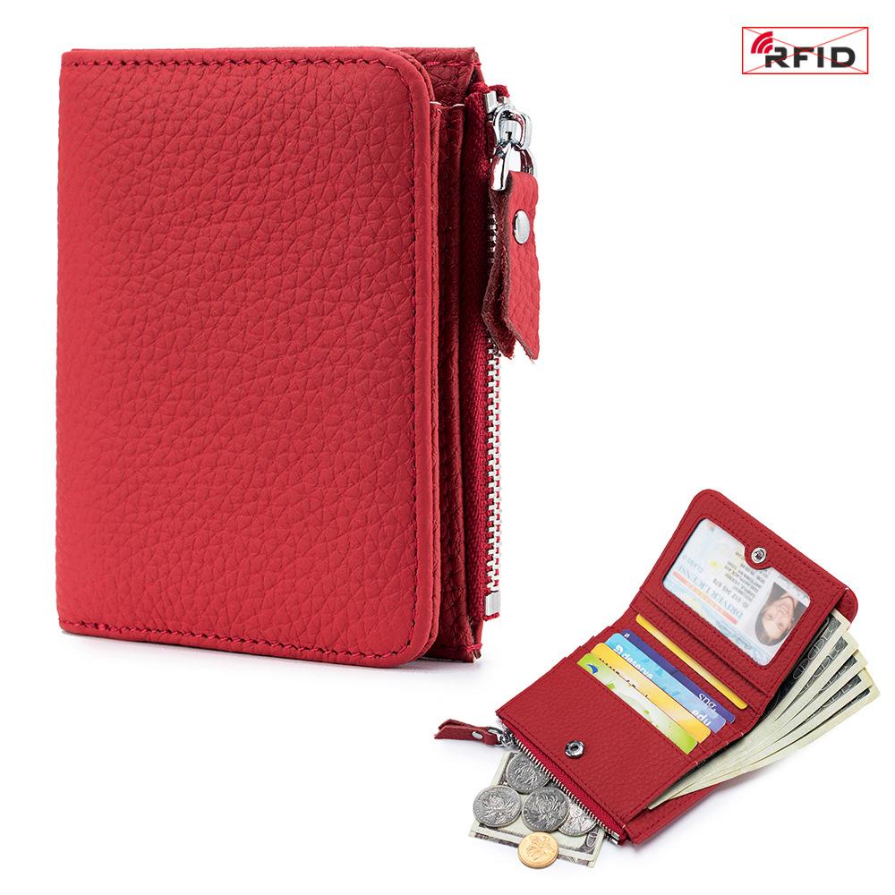 Japanese Style Genuine Leather Slim RFID Wallet for Women - Compact Zippered Coin Purse & Card Holder with Large Capacity (New Design)