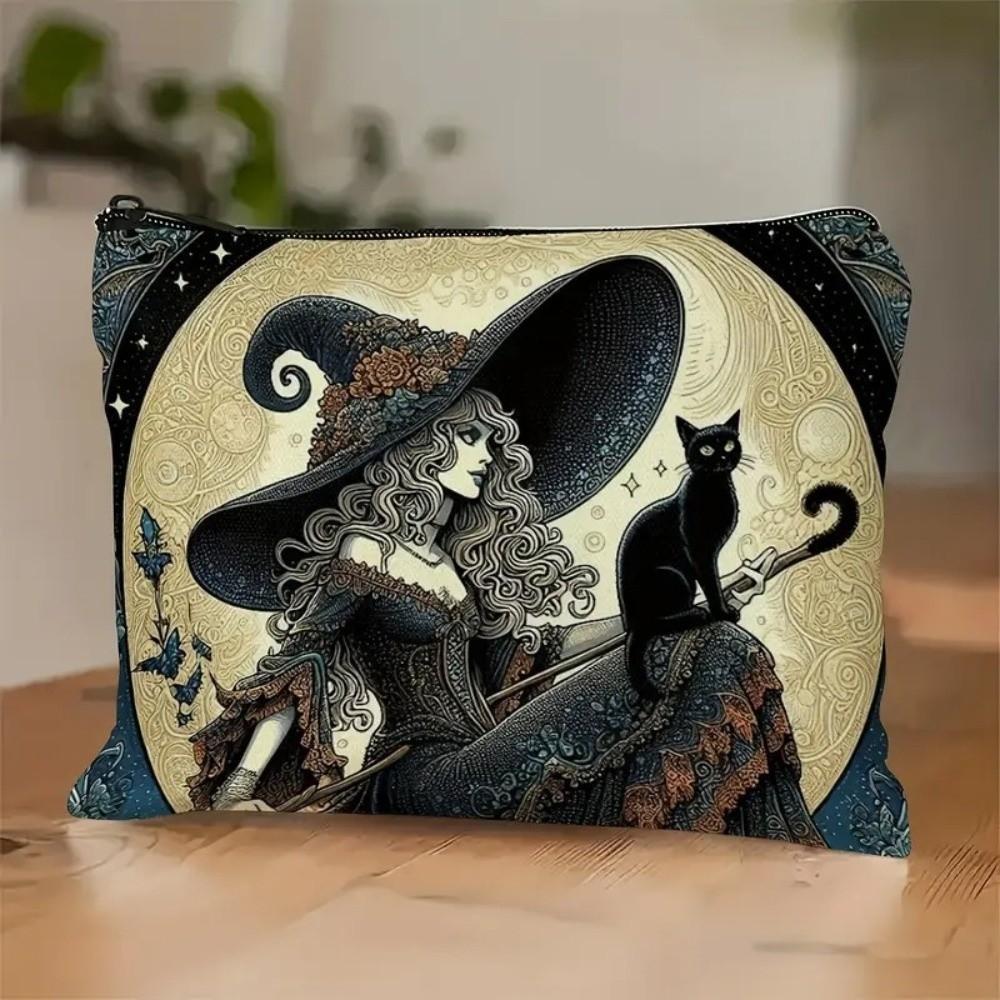 New Trendy Zipper Pouch Nature Moon Phase Durable Storage Bag Simple Modern Travel Accessories Halloween