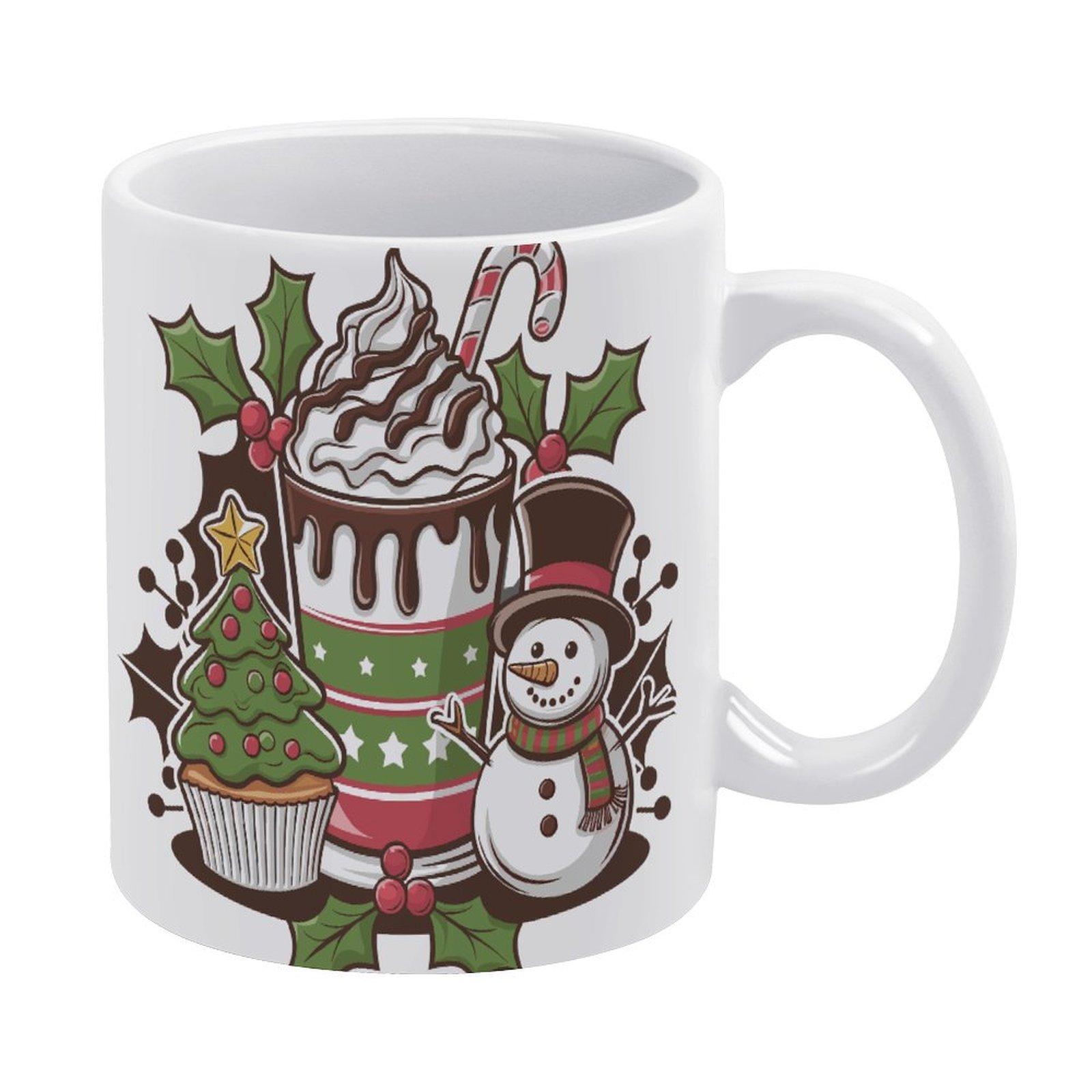 

1 шт. 11 унций пустая керамическая кофейная кружка, двусторонняя печать, глянцевая ручка, прочная керамическая конструкция, идеально подходит для утреннего кофе или чая белый