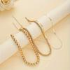 3PC Multilayer Flat Snake Chain Necklace Women Vintage Beads Golden Beaded Necklaces Girls Party Fashion Zircon
