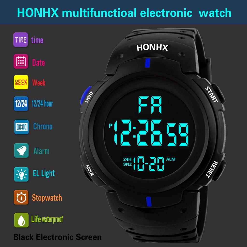  Luxury Mens Digital LED Watch Date Sport Men Outdoor Electronic Watch