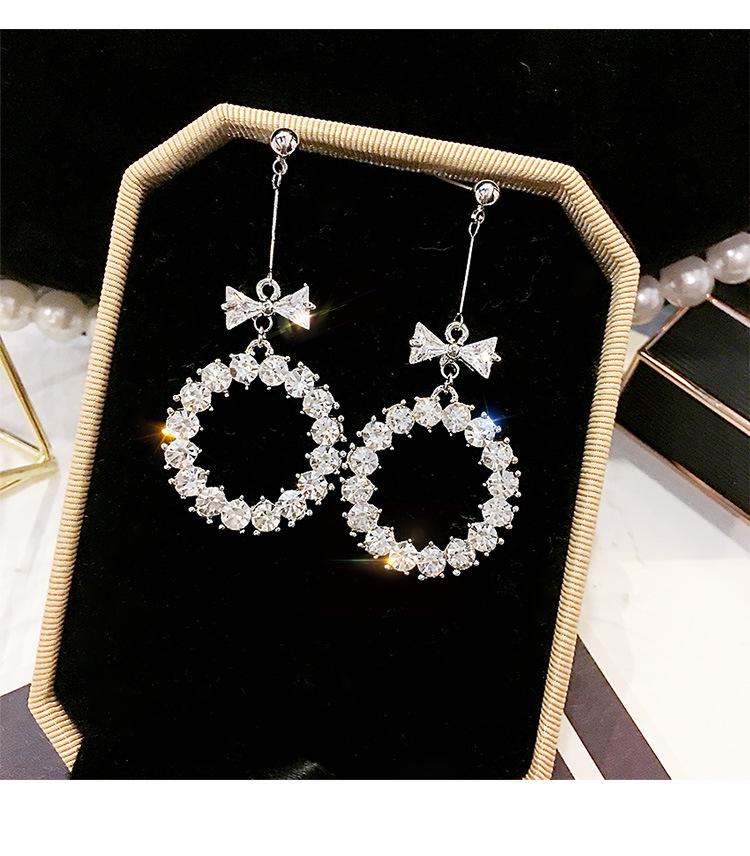 European & American Fashion Rhinestone Zirconia Bow Stud Earrings