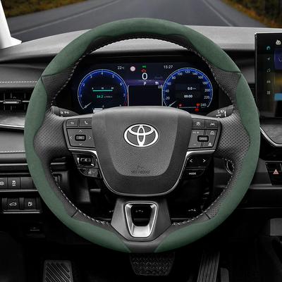 Suitable for Anti-Slip Buckle Segmented Suede Steering Wheel Cover Suitable for Yaris Auris Chr Corolla Rav4 Hilux Wish Roomy Aqua Probox Prius