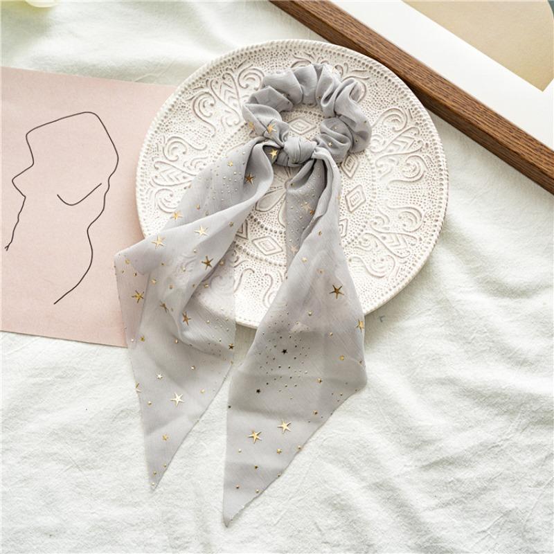 Spring and summer new chiffon star ponytail streamer large intestine ring hair accessories female tie hair ring spot