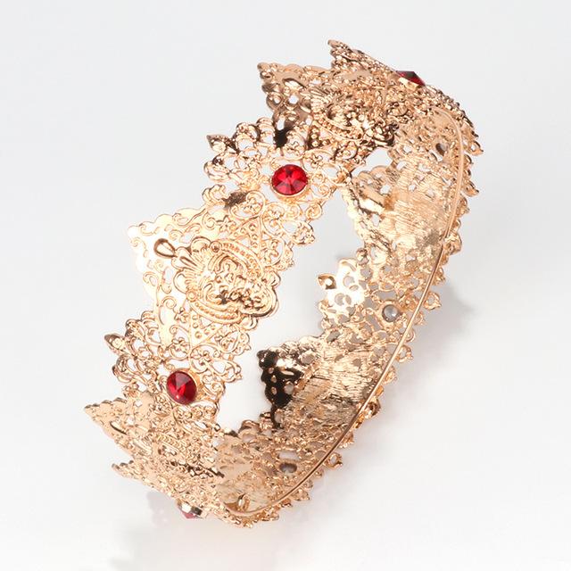 Barok Vintage Kraliyet Tam Yuvarlak Kral Taçları Altın Metal Taçlar Ve Tiaralar Erkekler İçin Balo Kral Parti Kostüm Aksesuarları Başlık