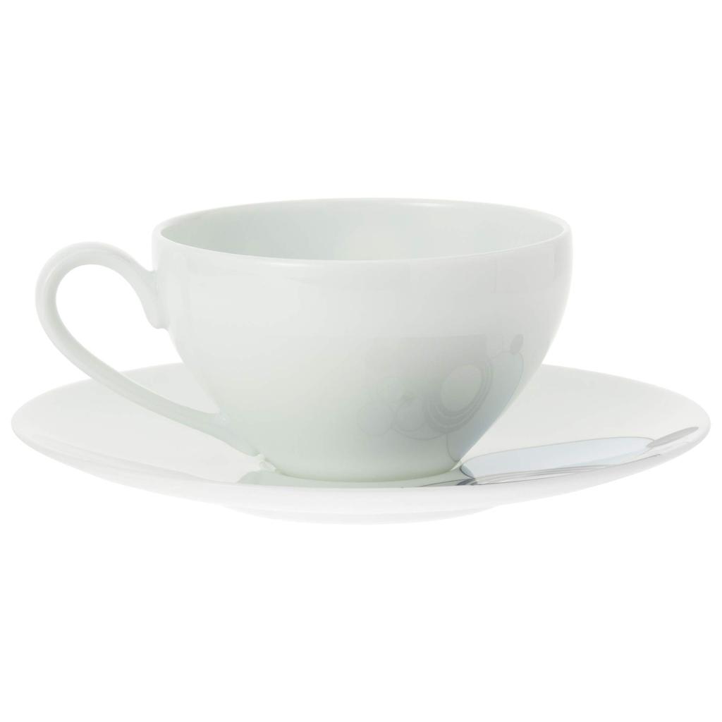 Noritake Tasse und Untertasse 220 ml Frank Lloyd Wright Imperial Blue Mikrowellengeeignet Feines Porzellan & (Kaffee Tee) (Premium Weiß) WT94989/1701