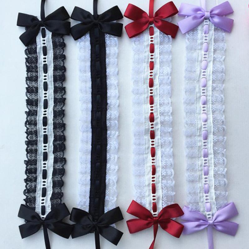 Lolita Tiara Headband Lolita Lace Bow Knot Ribbon Maid Diy Headband