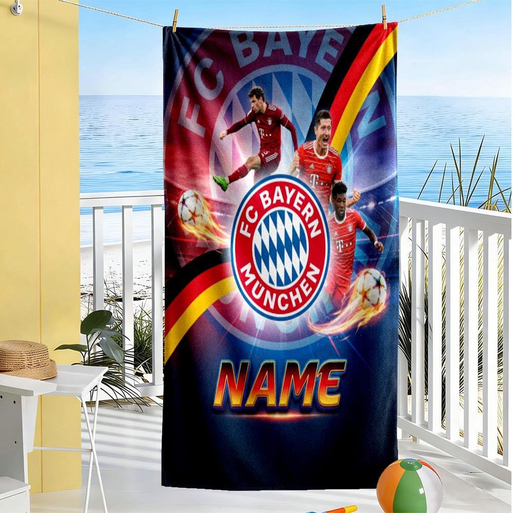 Bayern Munich Soccer Art Customizable Name Beach Towel Super Soft Microfiber Quickdry Fabric