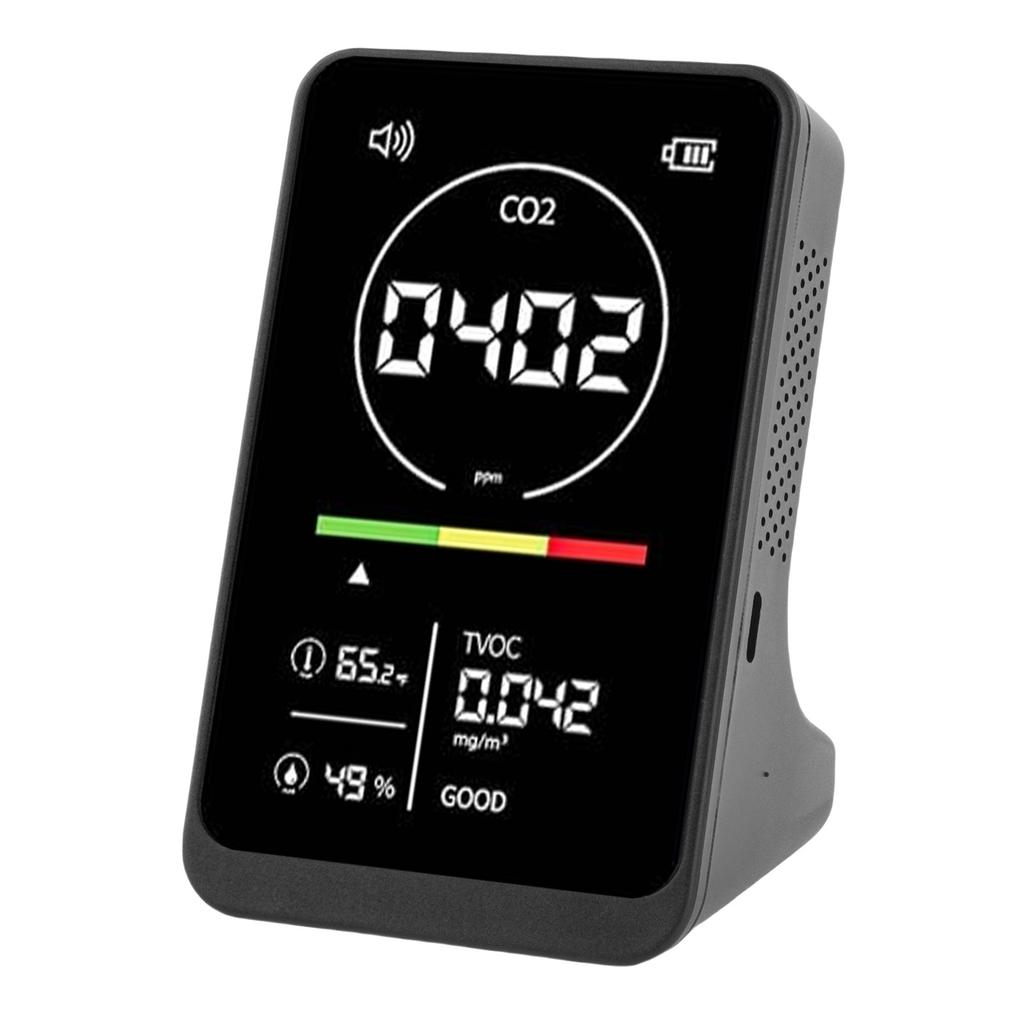 4 in 1 Air Quality Detector CO2 TVOC Temperature Humidity Tester with Sound Reminder for Home Greenhouse Car