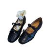 Weiche Lederversion~ Mary Jane Schuhe mit eckiger Spitze und Retro-Schleife, Damen-Slipper mit flachem Ausschnitt und niedrigem Absatz im französischen Ballettstil