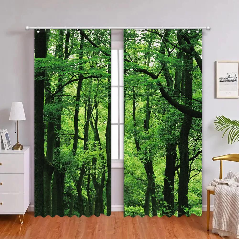 Zasłony Las Tropikalny Faux Okno Krajobraz Natury Zasłony do Salonu Sypialni Zasłony Prysznicowe do Łazienki Tkaniny Dekoracja Domu