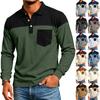 Men's Color Block Long Sleeve Shirt for Spring and Fall Casual Wear