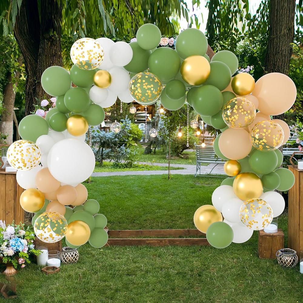 Avocado Green Theme Balloons Garland Green Skin White Gold Confetti Ballon Arch Kit Baby Shower Birthday Party Decoration Globos