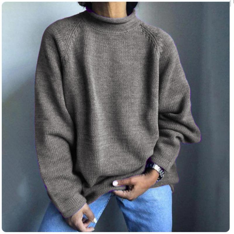 Jarní jednobarevný pulovr volný ležérní pletený svetr pro ženy luxusní uvolněný střih zeštíhlující a všestranný top