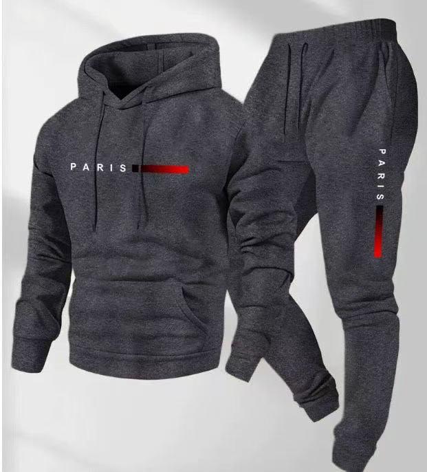 2025 Men's Pullover Hoodie and Jogger Set with Printed Logo