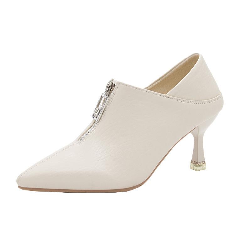 High heels thin heels autumn and winter new pointed single boots lightweight fashion short boots Martin boots bare boots