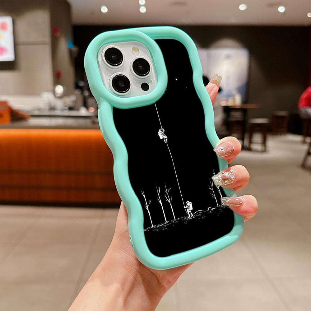 Ae97 Space Moon Astronaut Black art Protective Phone Cases for iPhone 14 13 Pro Max 11 12 15 Plus Infinix Hot 40i Smart8 Tecno Big Wave TPU Back Cover