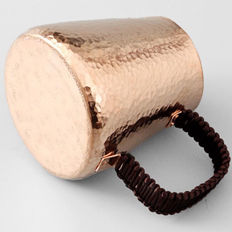 Handcrafted Coffee Mug,Vintage Pure Copper Cup,Weave Handle Thickened Water Breakfast Cup,Tea Tumbler Drinkware Tableware ,500ml