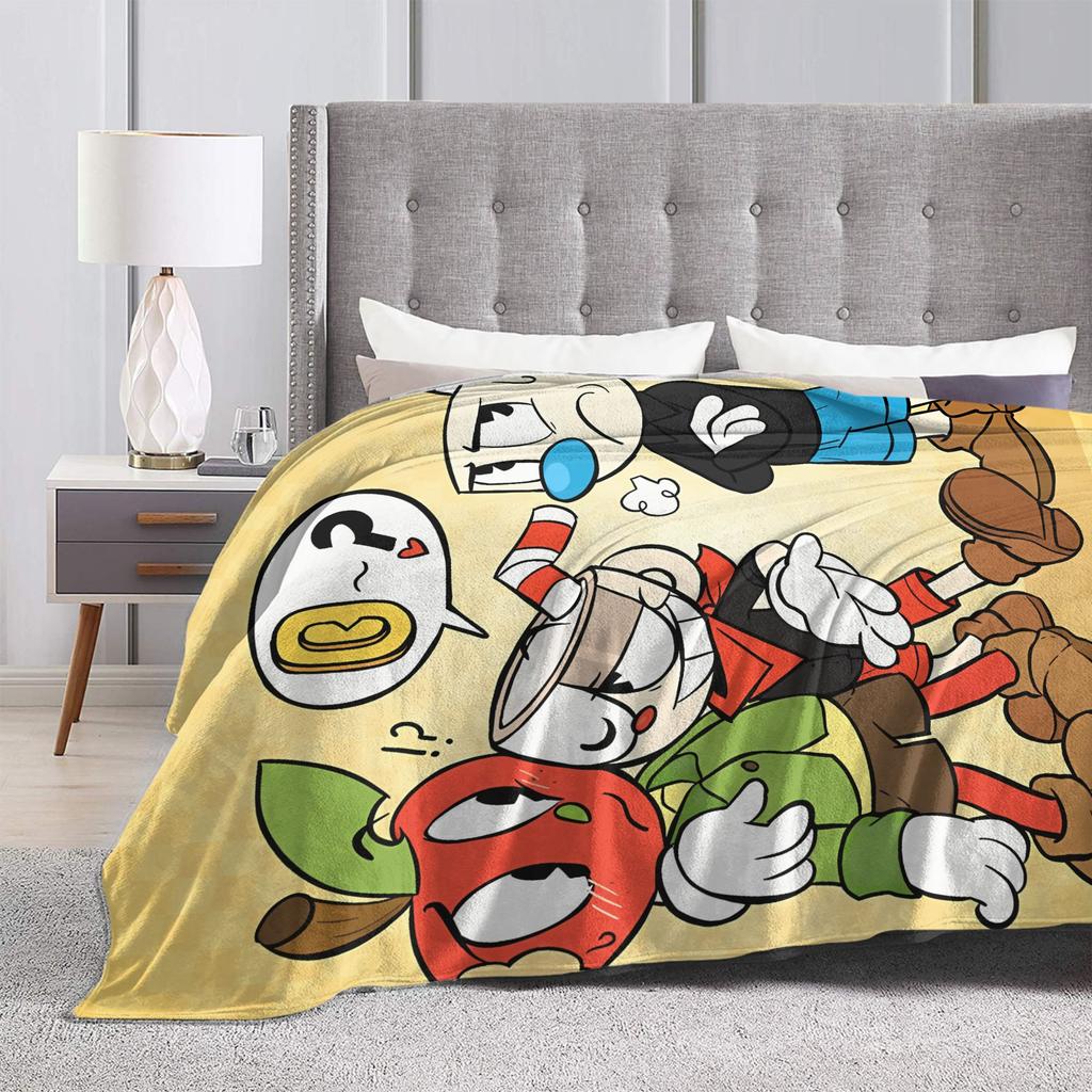 Cupheads & Mugmans Blanket Quality Warm Soft Cartoon Bedding Throws Winter Kids Couch Chair Sofa Bed Fashion Bedspread