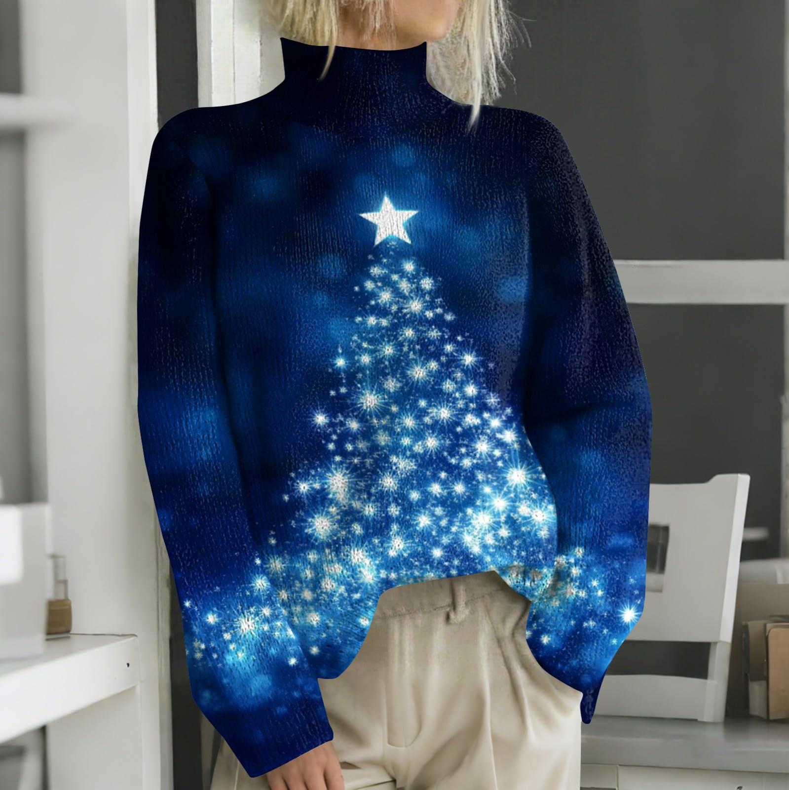 

Рождественские толстовки для женщин Вязаный свитер Милая рубашка Осенняя водолазка Пуловер Топы XXL