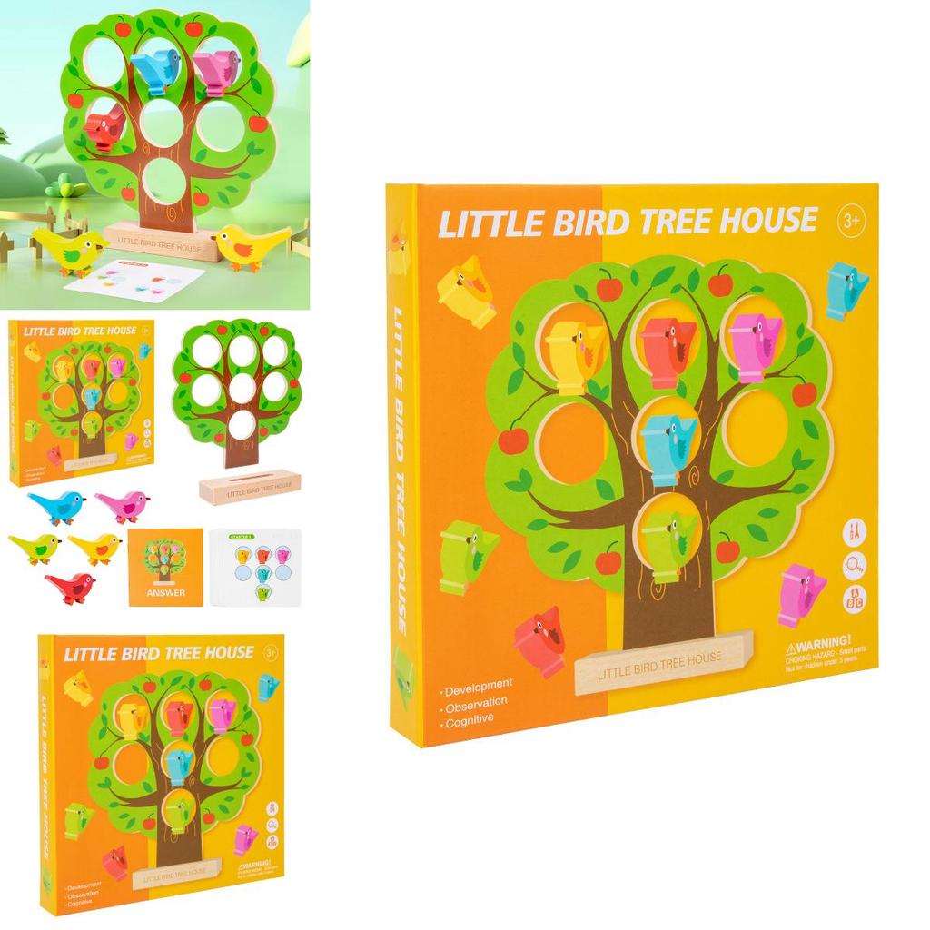 Wooden Birdhouse Puzzle Toy For Kids Educational Brain Teaser And Color Recognition