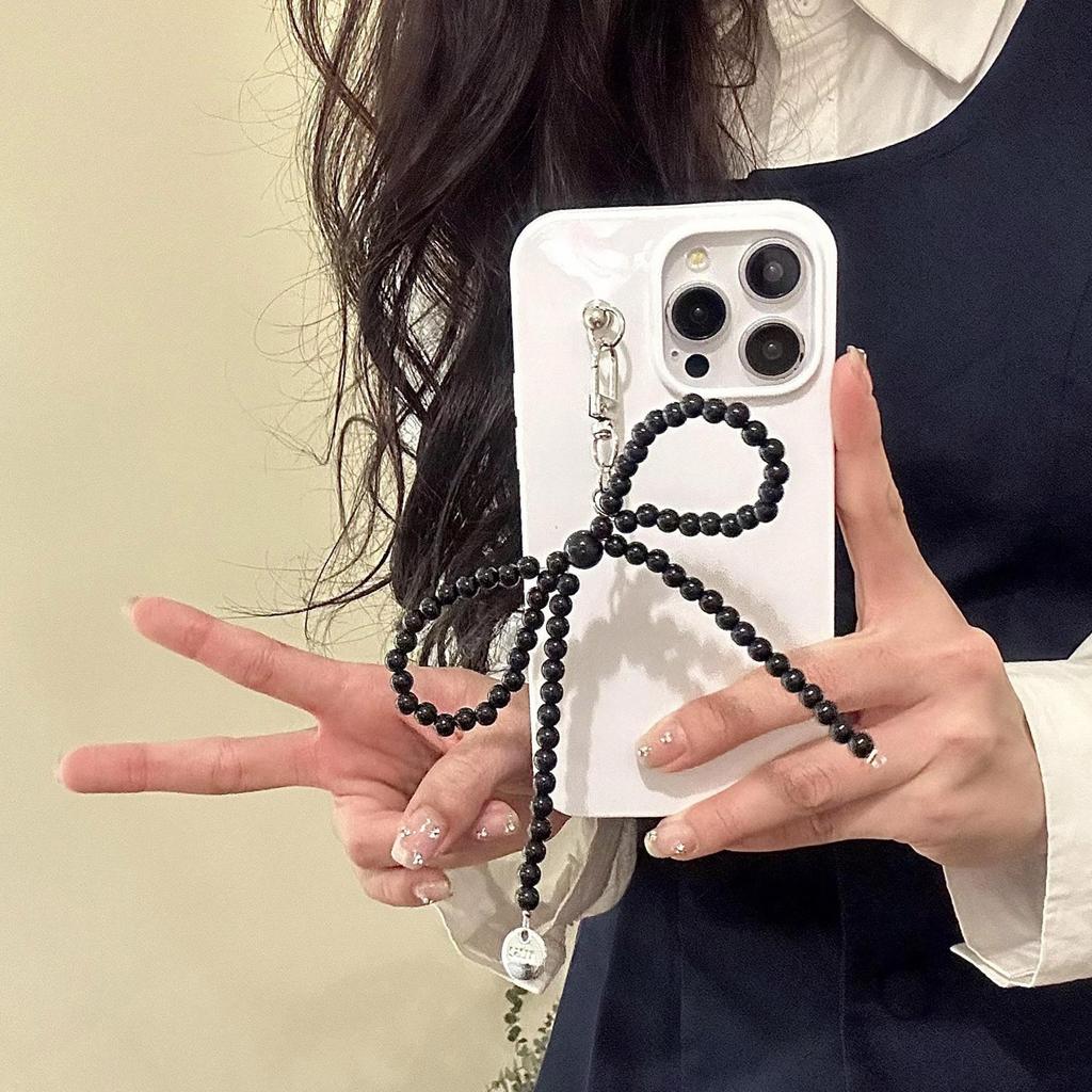 Chic Bowknot Keychain Attachment Phone Charm Decorative Accessory Beads Phone Pendant for Daily and Social Gatherings