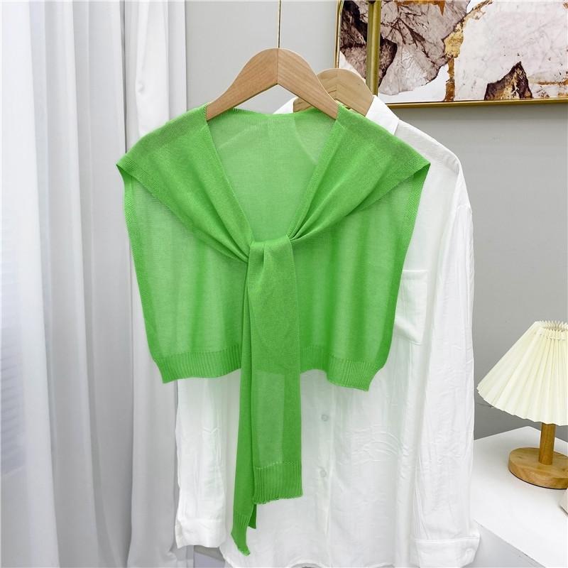 Ice Silk Thin Breathable Comfortable Shawl Versatile Solid Color Sunscreen Shoulder Pads Air Conditioner Knotted Shawl Knitting